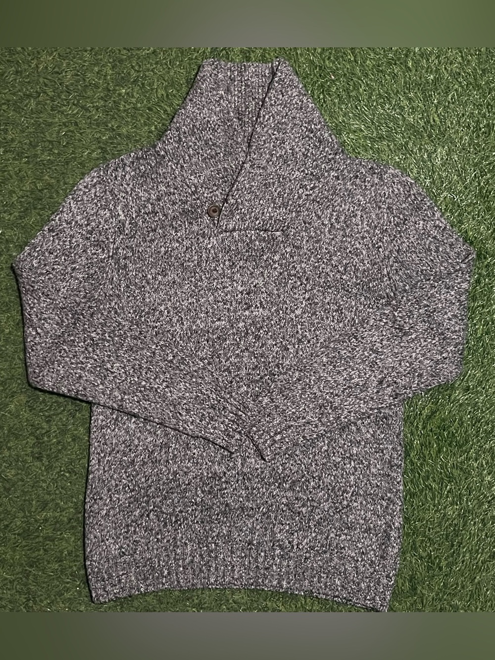 Vintage Abercrombie & Fitch Sweater Size Medium Gray Shawl Collar Y2K Pullover